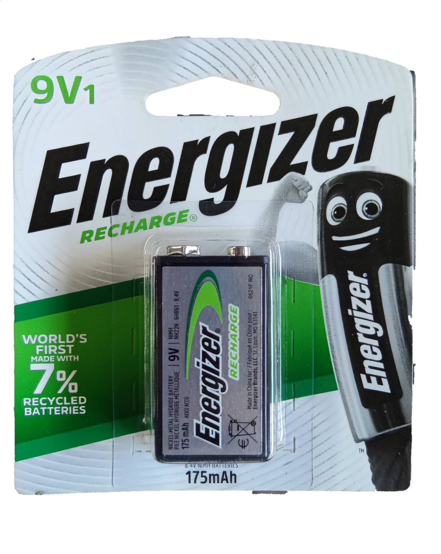 Energizer 9V Rechargeable Battery NH22N 6HR61 8.4V 175mAh