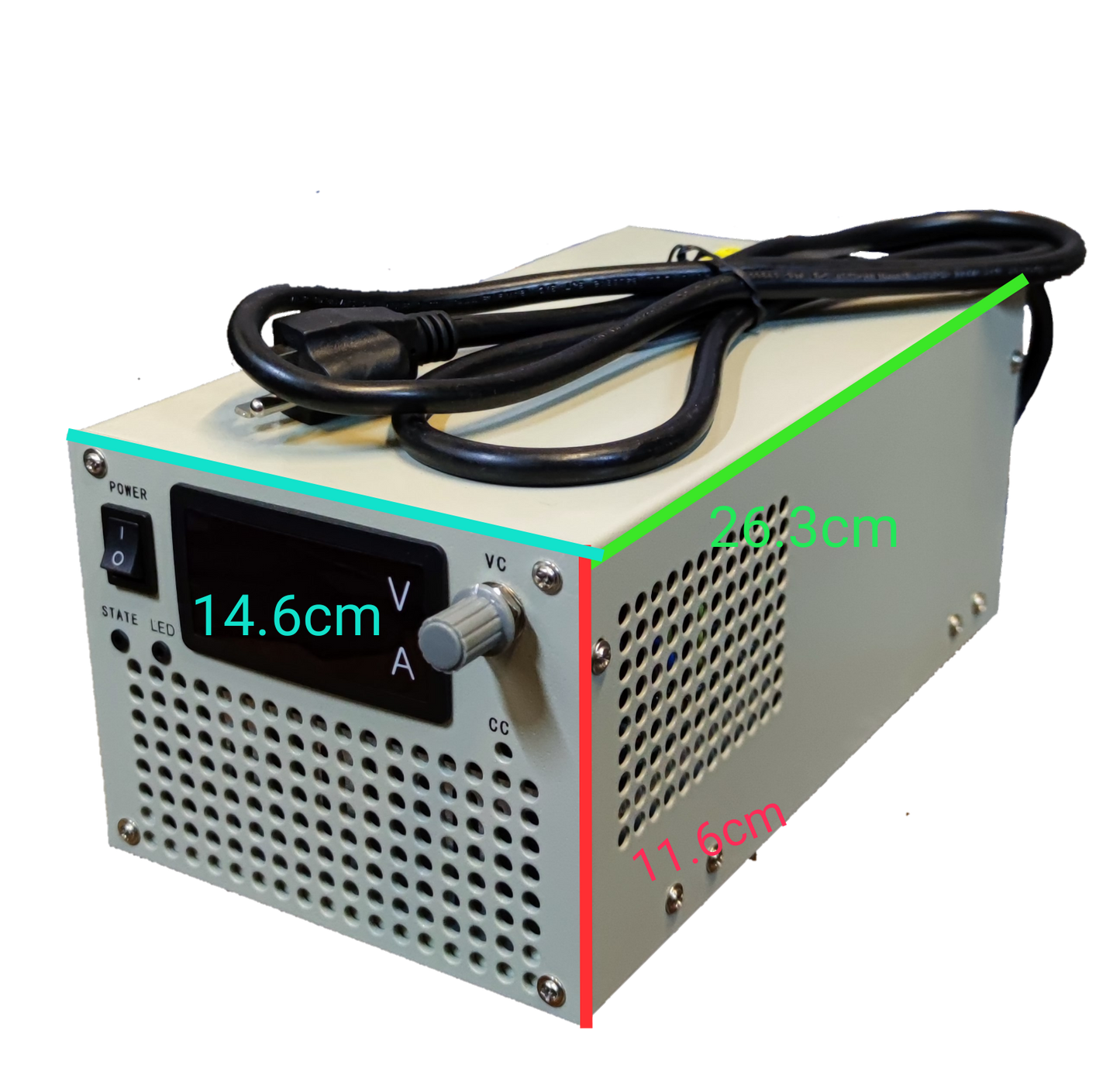 ZwitseRise 48V 30A regulated power supply with digital display and cooling vents