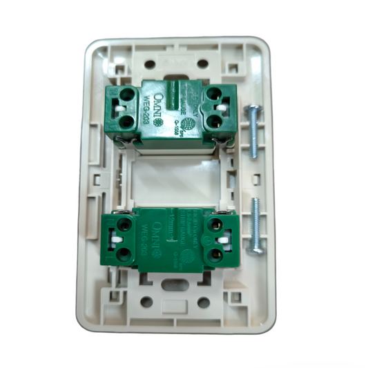 Omni 2 Gang Flat Pin Outlet with Ground 16A 250V Classic Series WEP-102+(WEG-203x2)