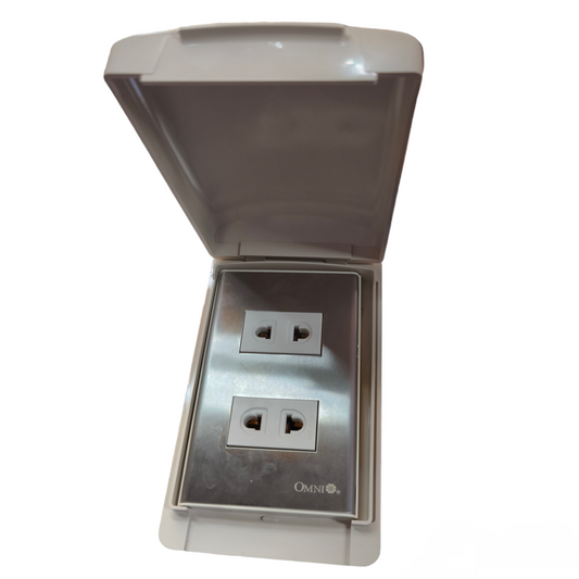 Omni Weatherproof 2 Gang Universal Outlet 15A 250V WPP-602+WWP-112S+(WWU-200x2)
