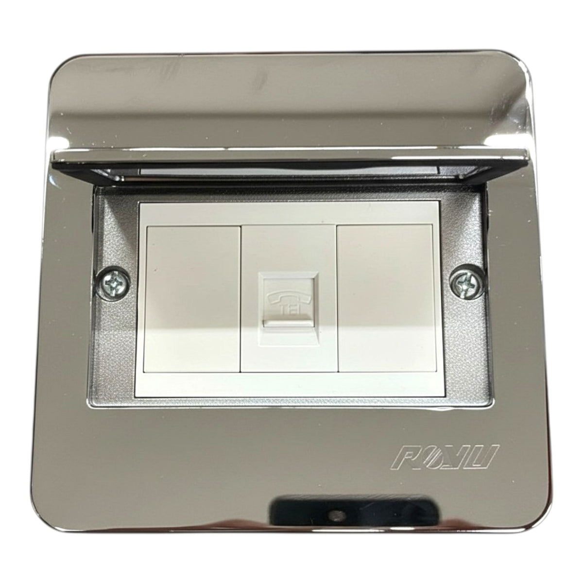 Royu Floor Outlet 1 Gang Telephone Outlet Available in Gold and Chrome