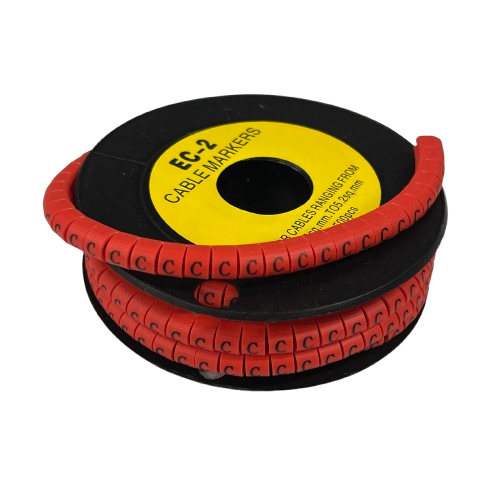 500pcs Cable Marker Red - C on a spool for organizing and identifying cables easily