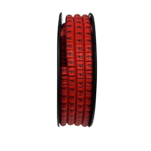 500pcs Cable Marker Red - F on a spool for organized cable management and labeling.