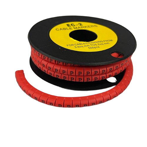 500pcs Cable Marker Red - P on a spool for organizing cables and improving identification