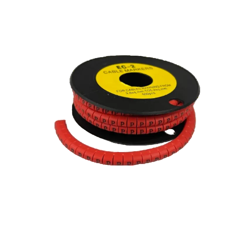 500pcs Cable Marker Red - P on a spool for organizing cables and improving identification