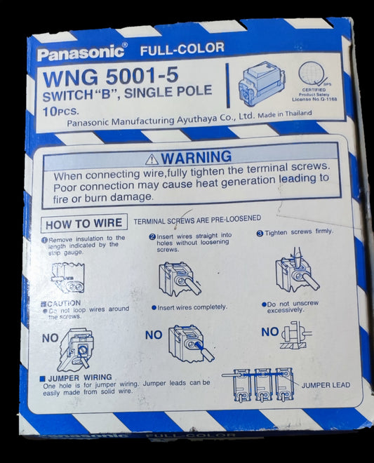 Panasonic 1 Way Switch Device Classic, 1 Way Switch "B" Single Pole Device Classic Series 16A 250V (10PCS)