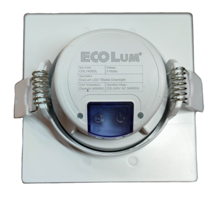 Ecolum 5W LED Tiltable Recessed Downlight Daylight 6500K 220V 3.5 Inches Tiltable Recessed
