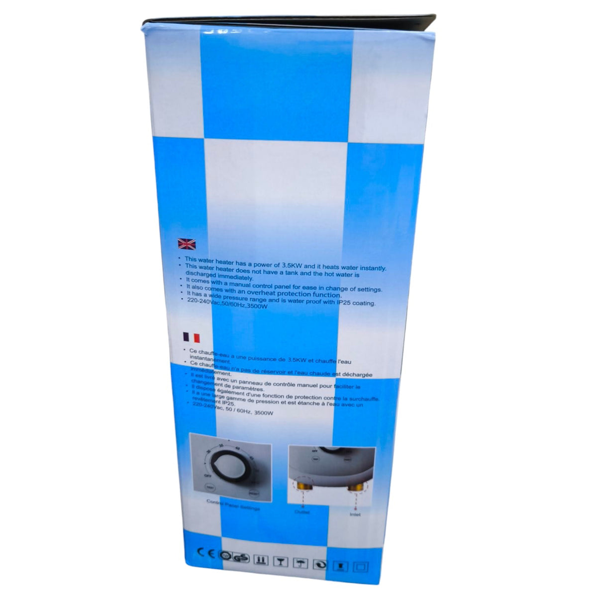 Meco Tankless Water Heater 3.5KW 220V ( Please fit Water Fittings before Electrical)