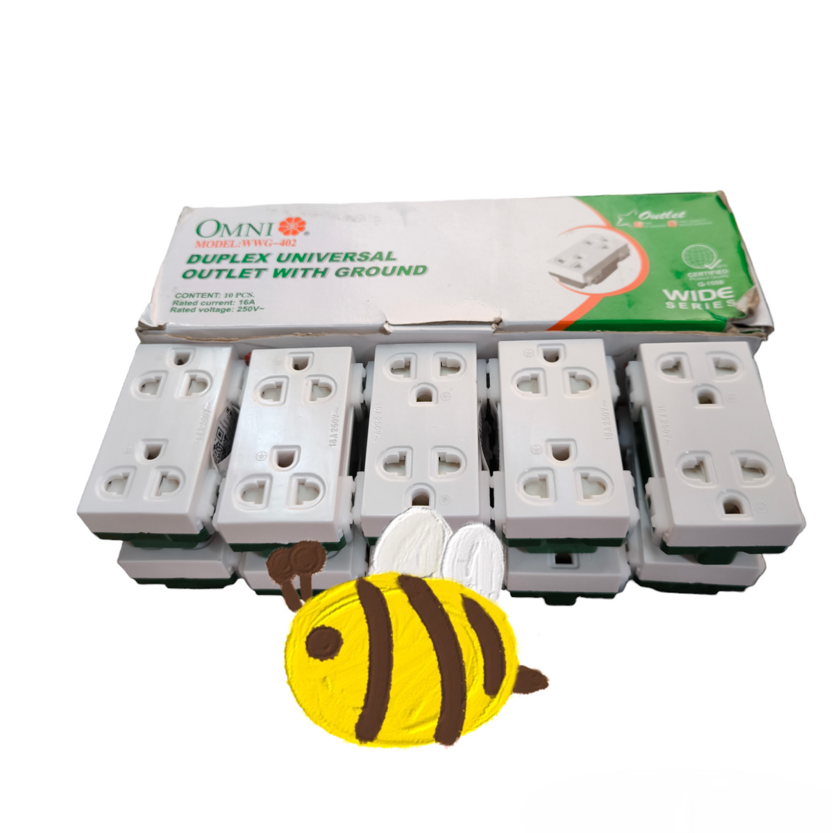 Omni Duplex Universal Outlet with Ground Device 16A 250V WWG-402(10PCS)