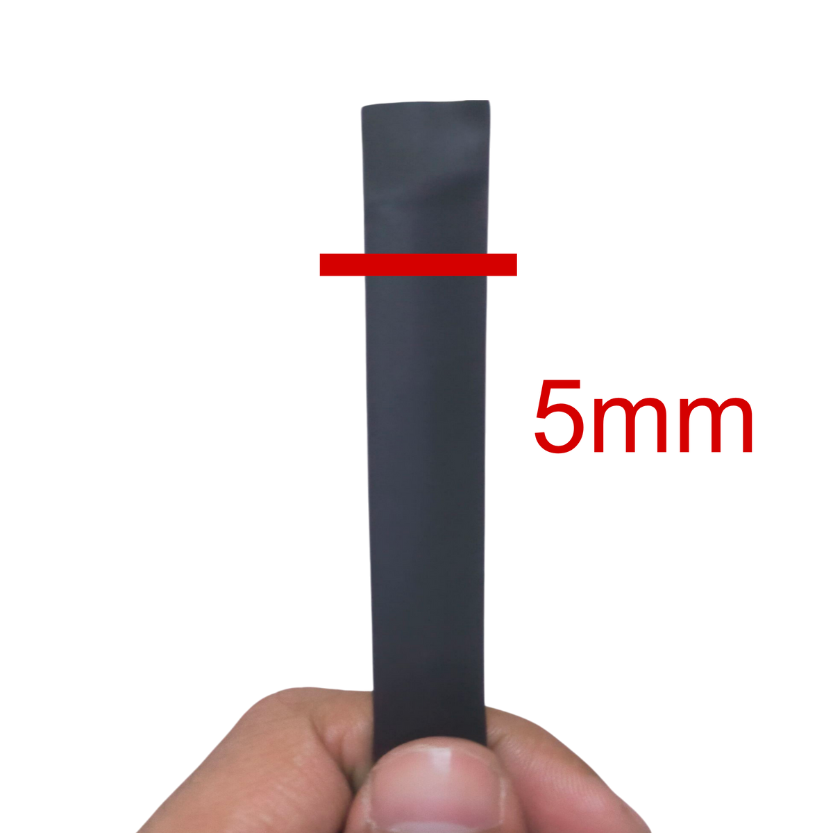 5mm heat shrinkable tube shown in hand, ideal for cable management and insulation