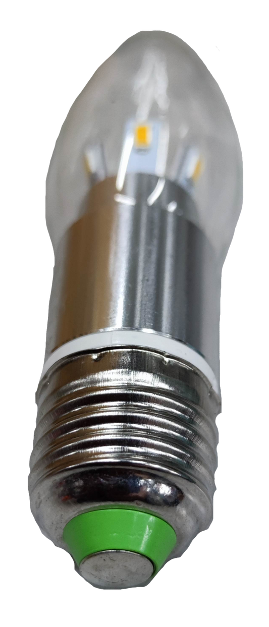 5W LED candle bulb E27 with transparent glass and metal screw base from China