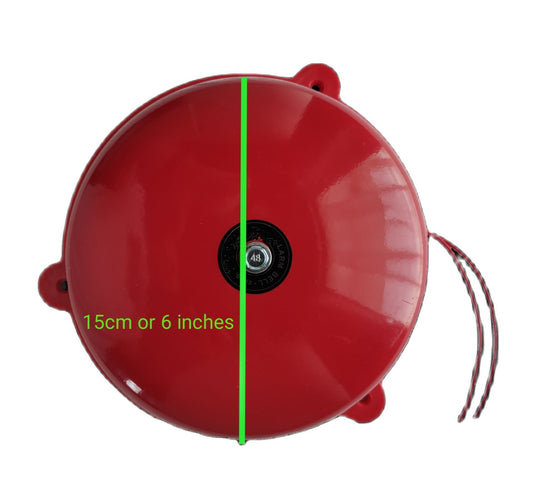 Grippes 6 inch fire alarm bell 220V in red with wired connection for safety alerts
