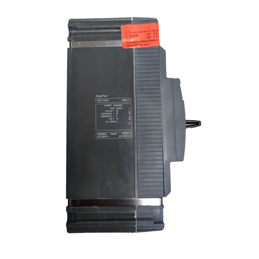 Schneider 60A 1 Pole Industrial Circuit Breaker 25KAIC EasyPact with black casing and red warning label