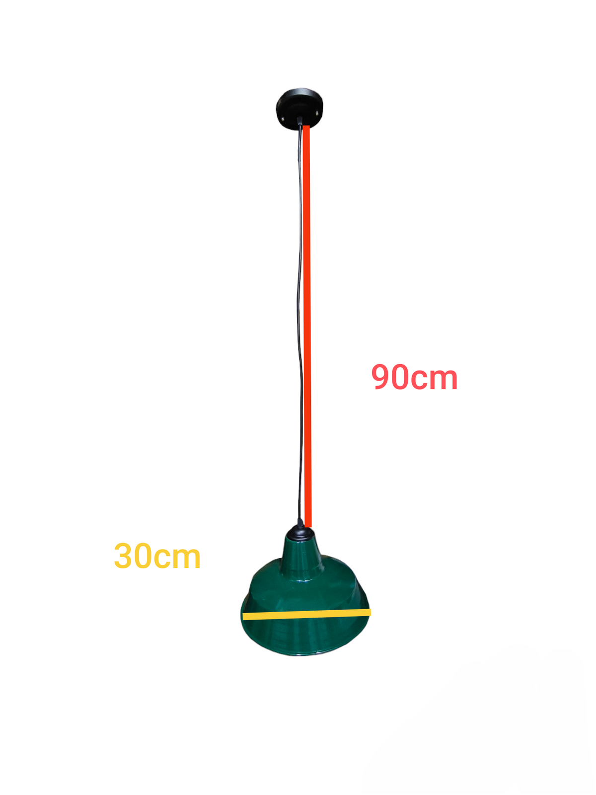Pendant Light Fixture E27 4A 250V with Reflector Deep Type Available in 16 inches, 14 inches and 12 Inches, Hanging Fixture E27