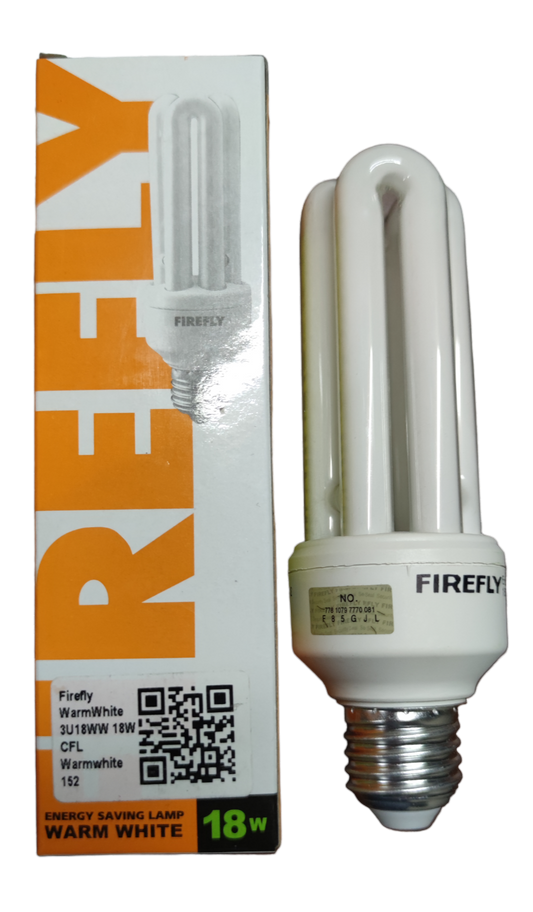 Firefly 18W CFL E27 3U 220V Available in Daylight 6500K or Warm White 3000K