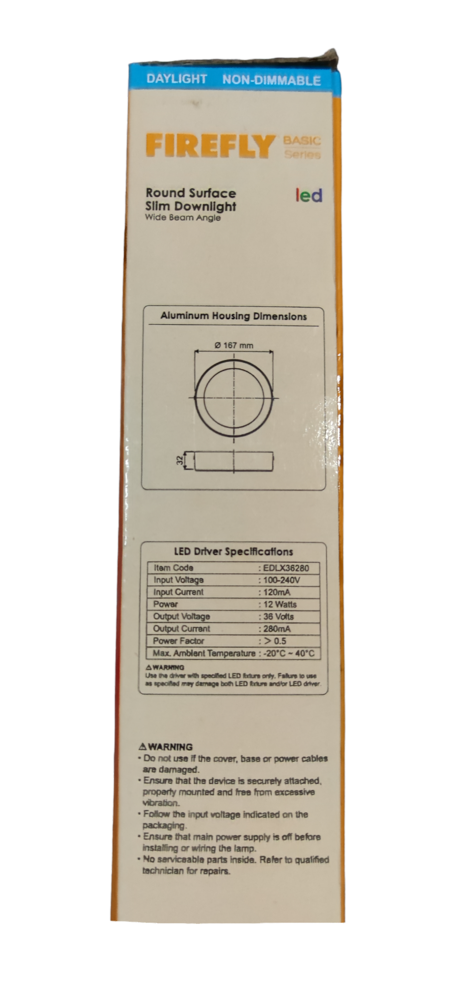 Firefly 12W LED Downlight Round Surface Type 220V Daylight 6500K EDL213612DL