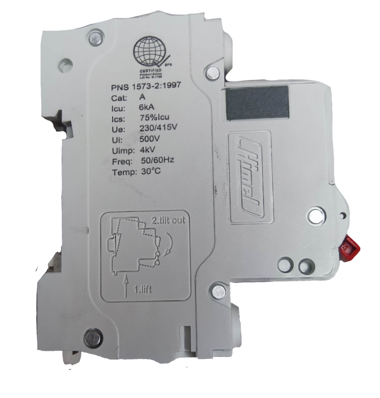 Electx Electrical Supply 63A miniature circuit breaker with technical specifications on white casing