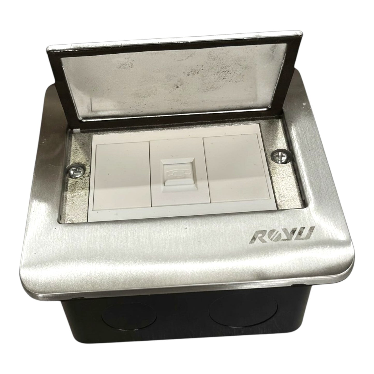 Royu Floor Outlet 1 Gang Telephone Outlet Available in Gold and Chrome