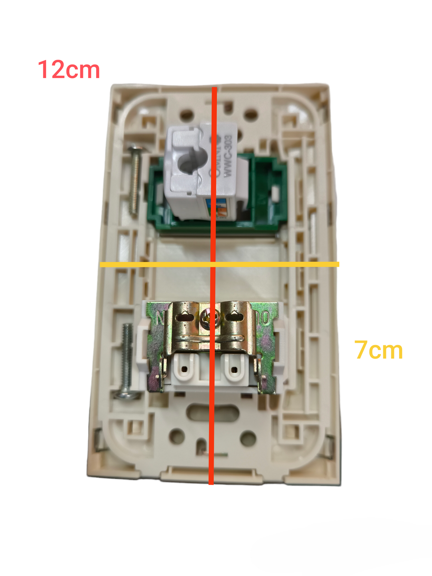 Omni 2 Gang LAN Outlet and Cable Outlet with Stainless Plate WWP-112S+WWV-310+WWC-303
