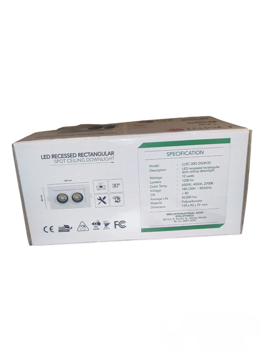 Omni 12W LED Spot Ceiling Downlight Tri- Color 220V iLLR-30D-2X6W3C