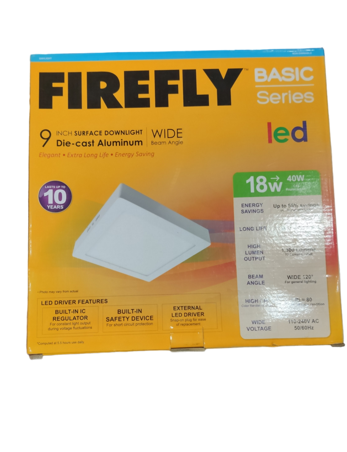 Firefly 18W 9" Surface Downlight Square Daylight 220V, 235mm Surface Downlight 220V 18W 220V Surface Downlight