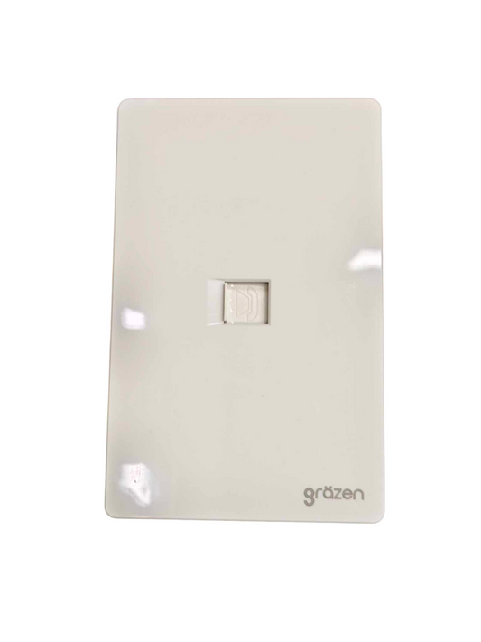Grazen 1 Gang Telephone Outlet with Plate Cover Available in Black, White, Gray and Gold GW-016
