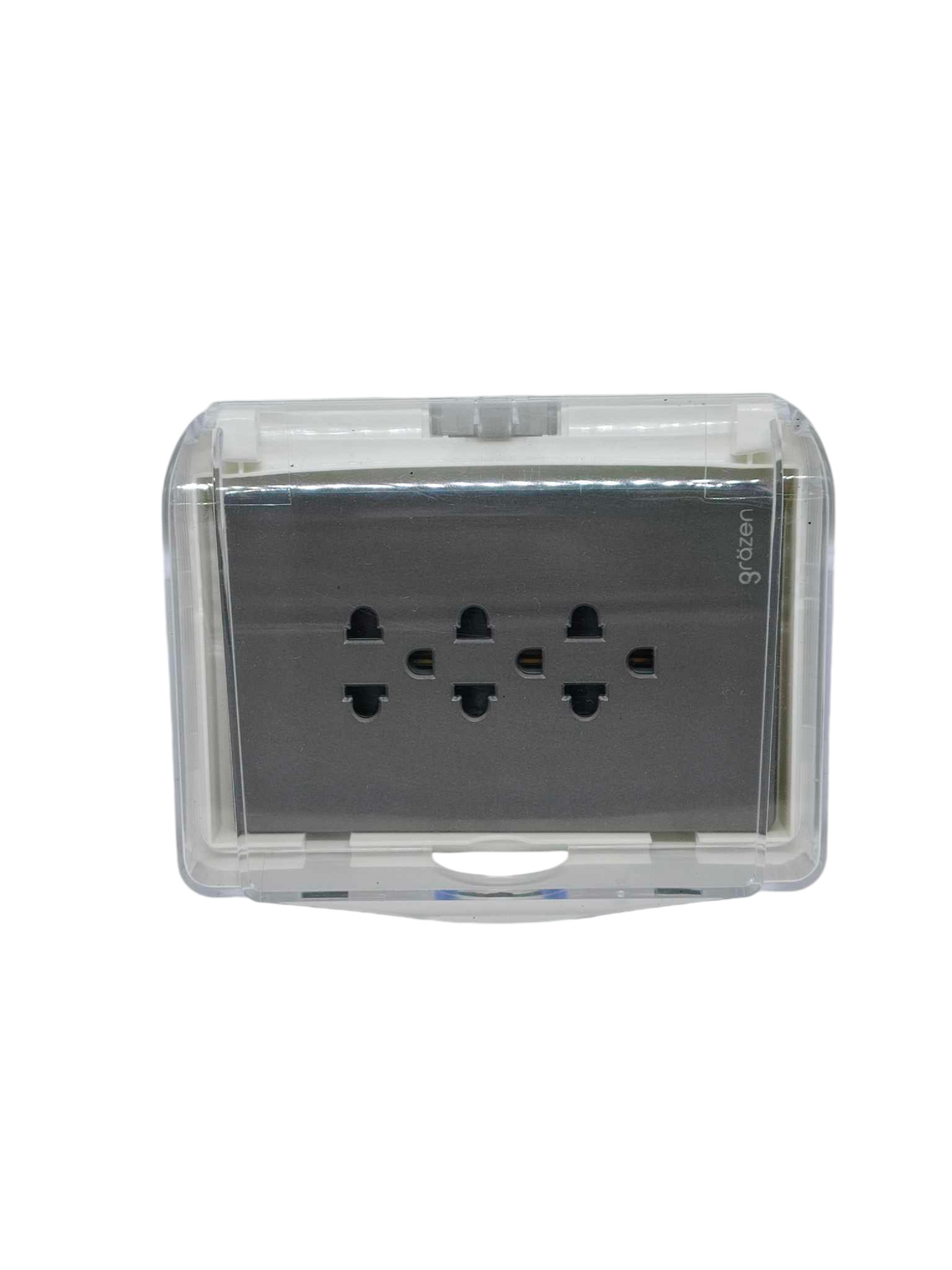 Grazen Weatherproof Plate Cover with 3 Gang Universal Outlet with Ground 16A 220V WC-019-W+GW-011
