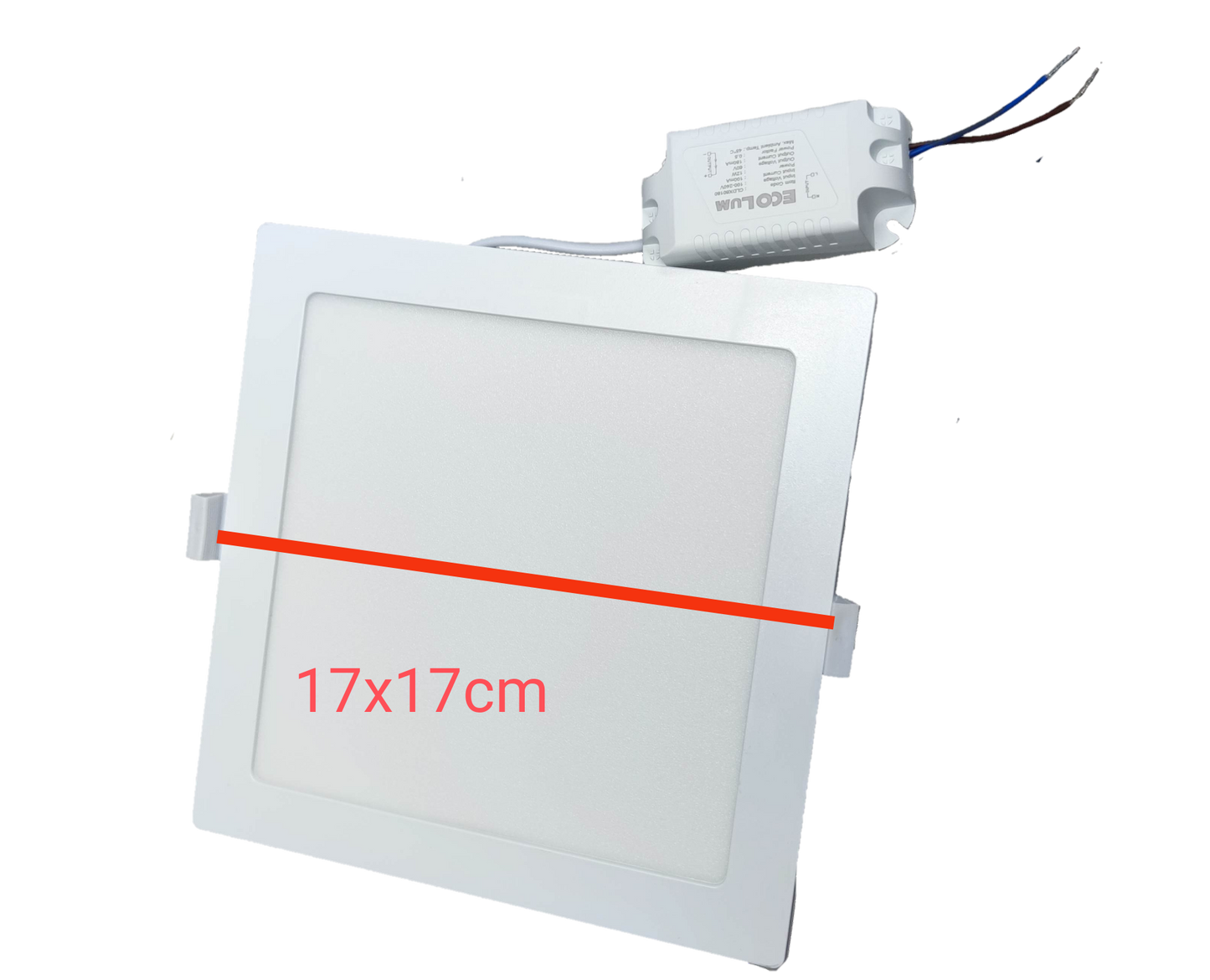 Ecolum 12W LED Square Downlight 220V Recessed ( ECOLUM) 6500K, 12W LED Square Flush Daylight 162x162mm Cut Out