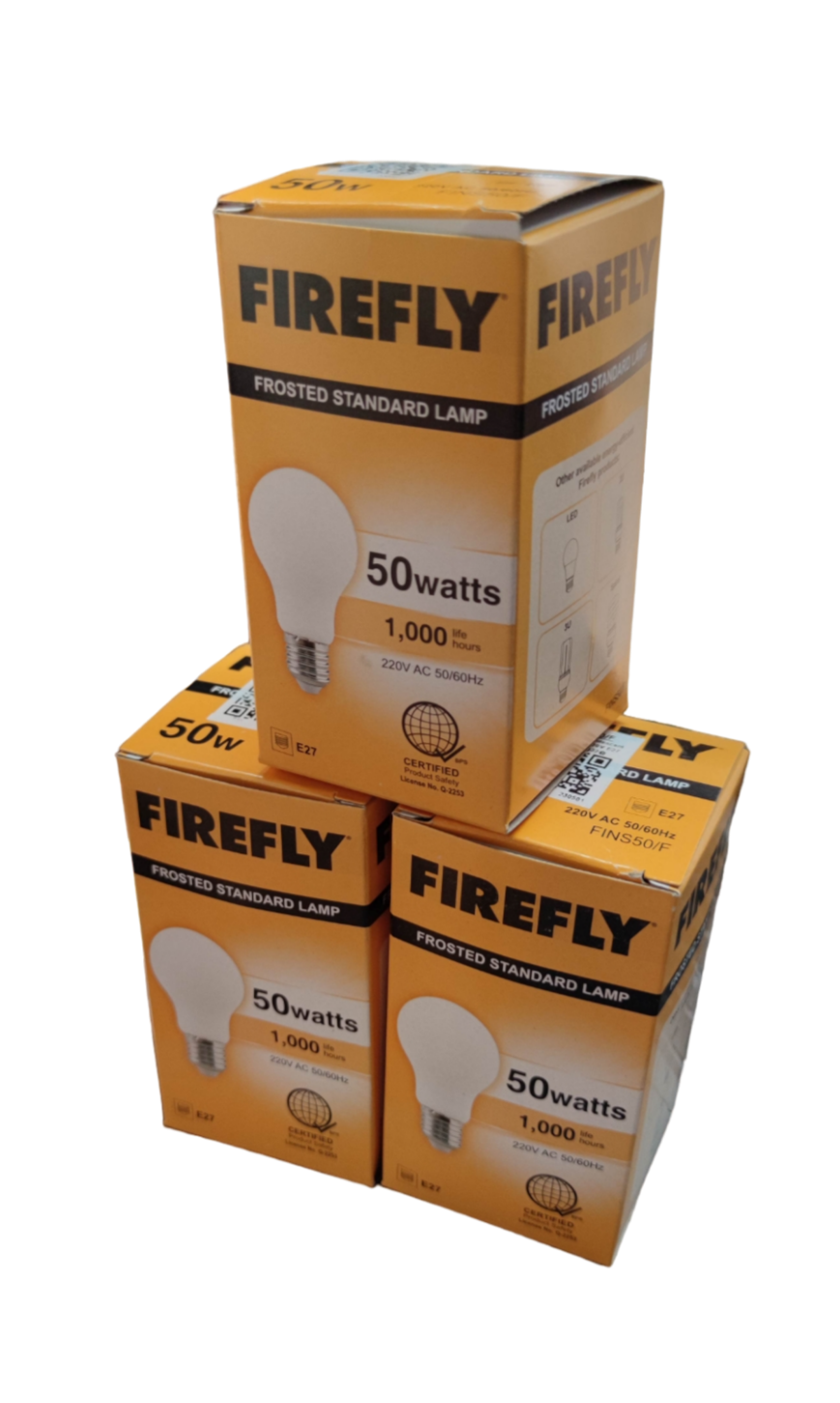Firefly 50W Incandescent Lamp E27 Frosted Warm White FINS50/F (3PCS)