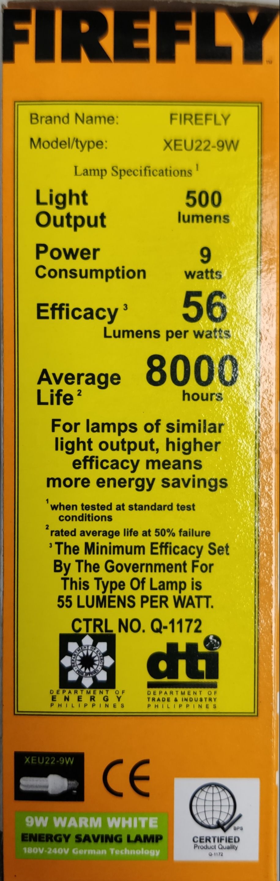 Firefly 9W Warm White CFL E27 220V 2U