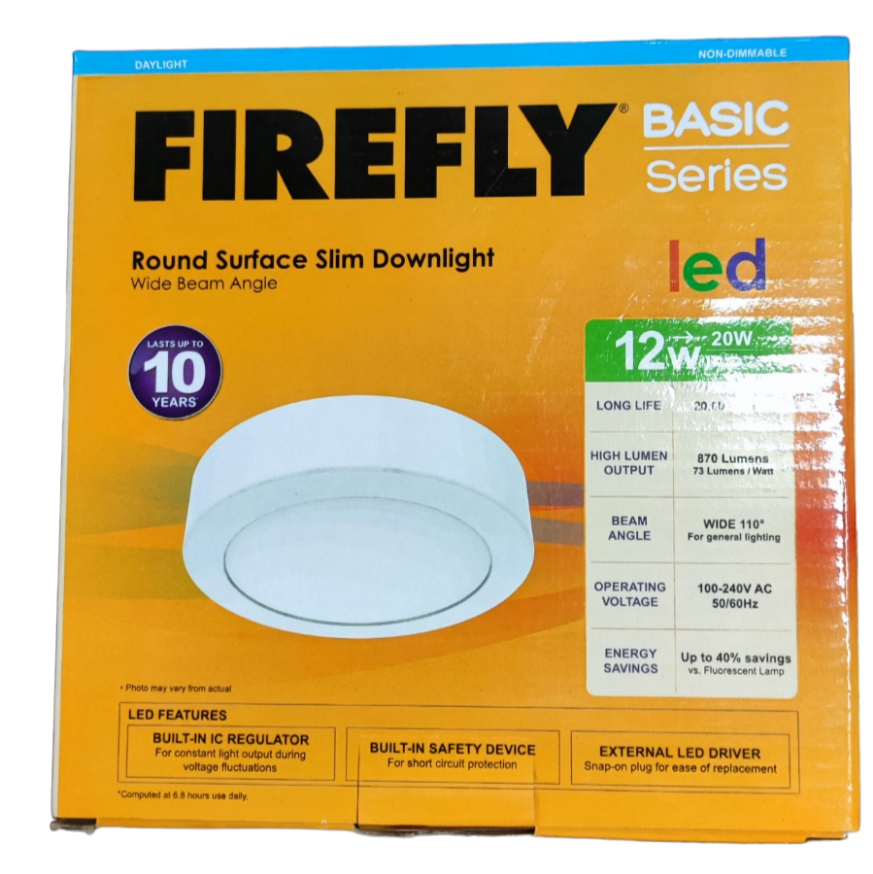 Firefly 12W LED Surface Downlight Round Daylight 220V, 167mm Diameter 6.5 inches Surface Type LED Downlight