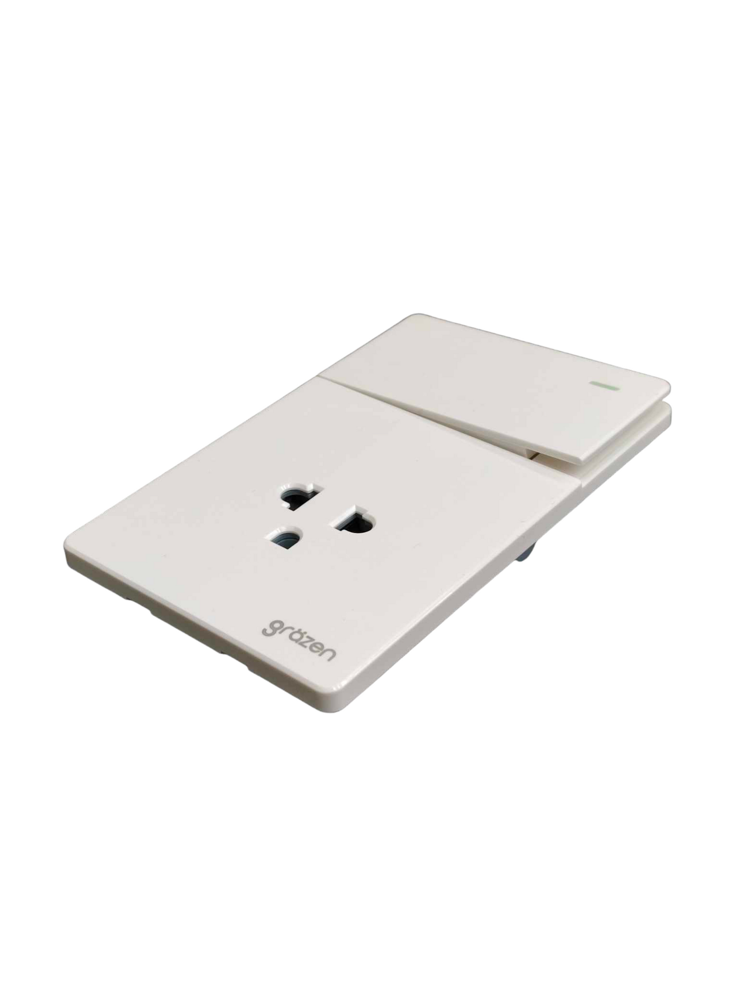 Grazen 2 Gang 1 Way Switch with Universal Outlet with Ground and Plate Cover 16A 220V GW-007