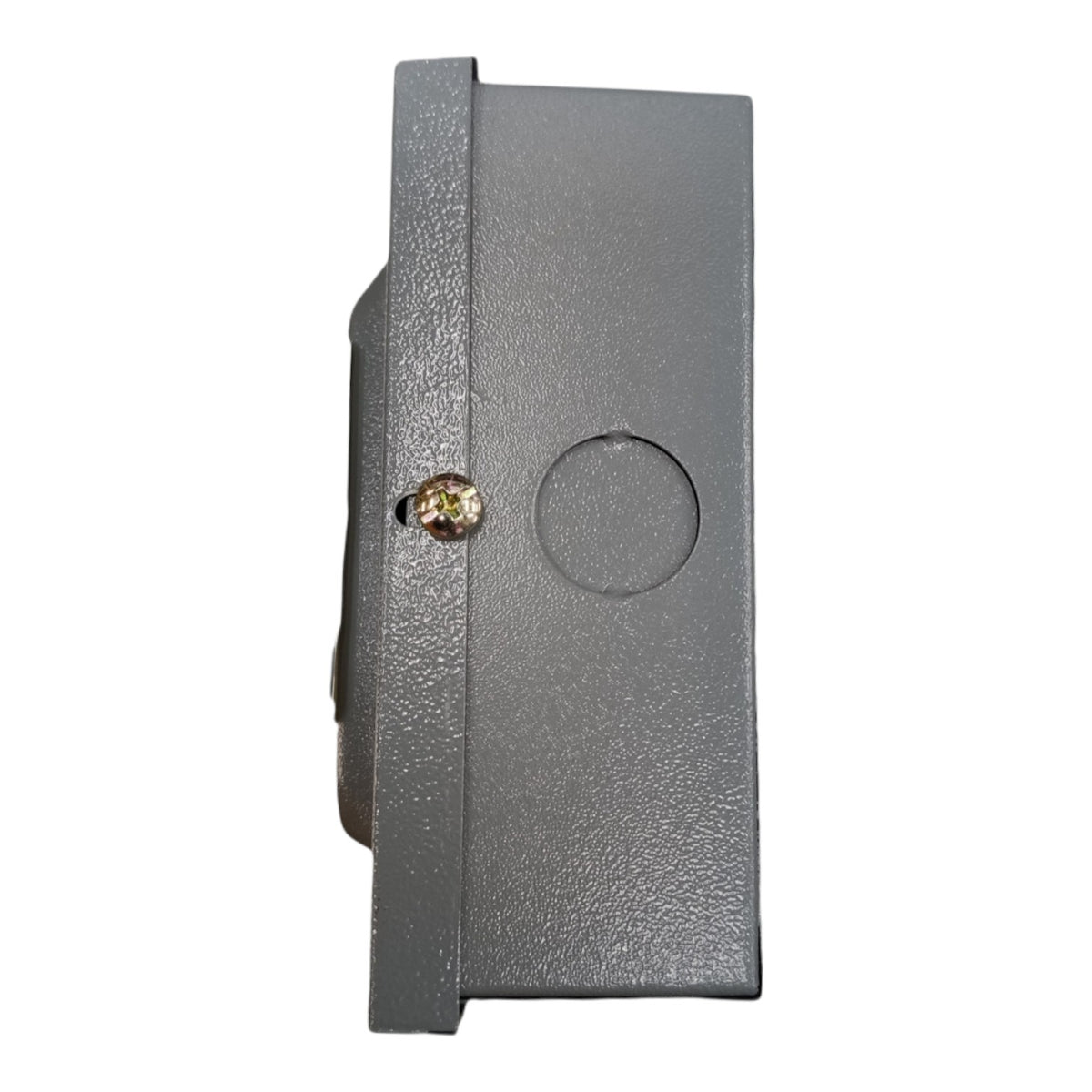 Metallic lock mechanism on a white background