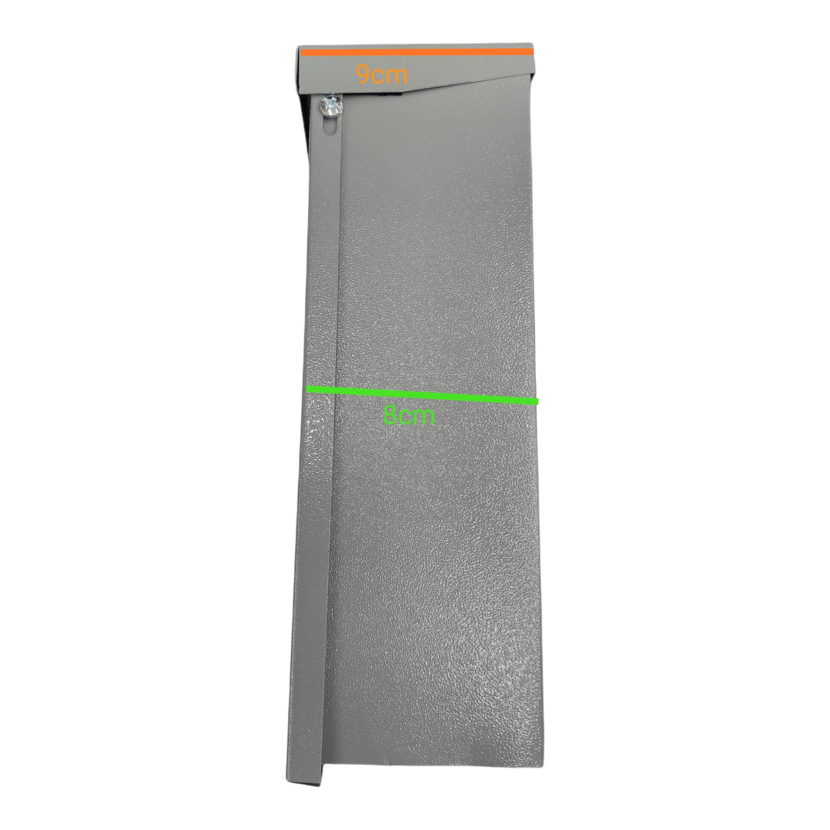 Gray Metal Enclosure with green measurement on a white background 2pole Bolt On circuit Breaker with Nema 1 Metal Enclosure available at Electx Electrical SUpply