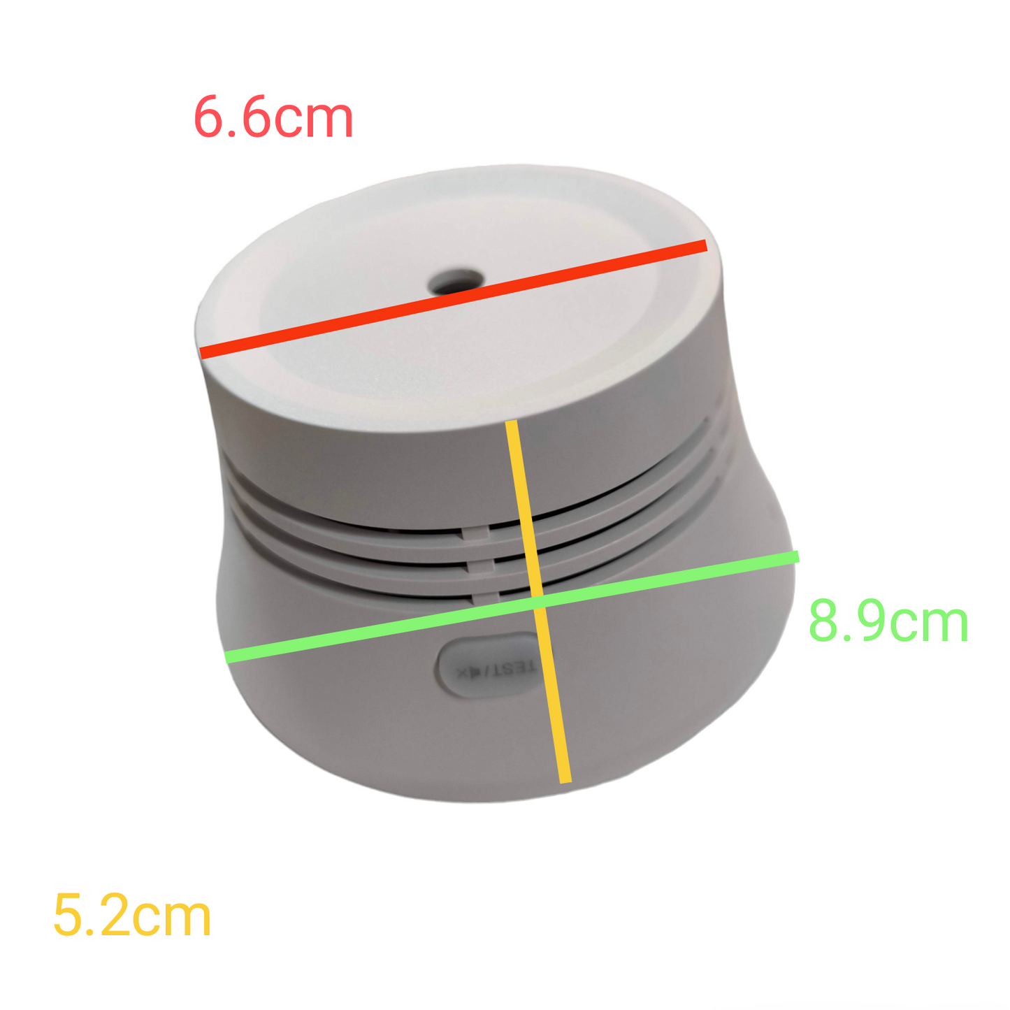 Aegislink Wireless Interlinked Smoke Alarm showing its compact dimensions for home security