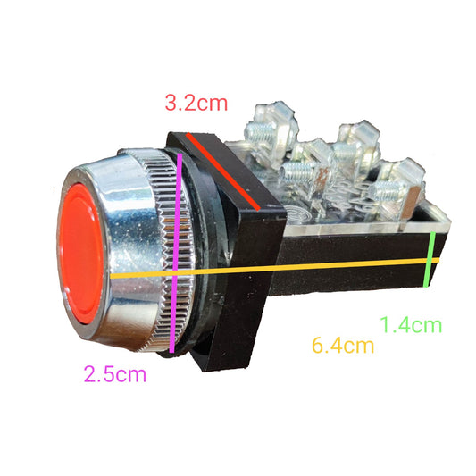 Auspicious 25mm Push Button Switch 3A 220V 2NO+2NC Red Green Yellow PB25 Electx Electrical Supply