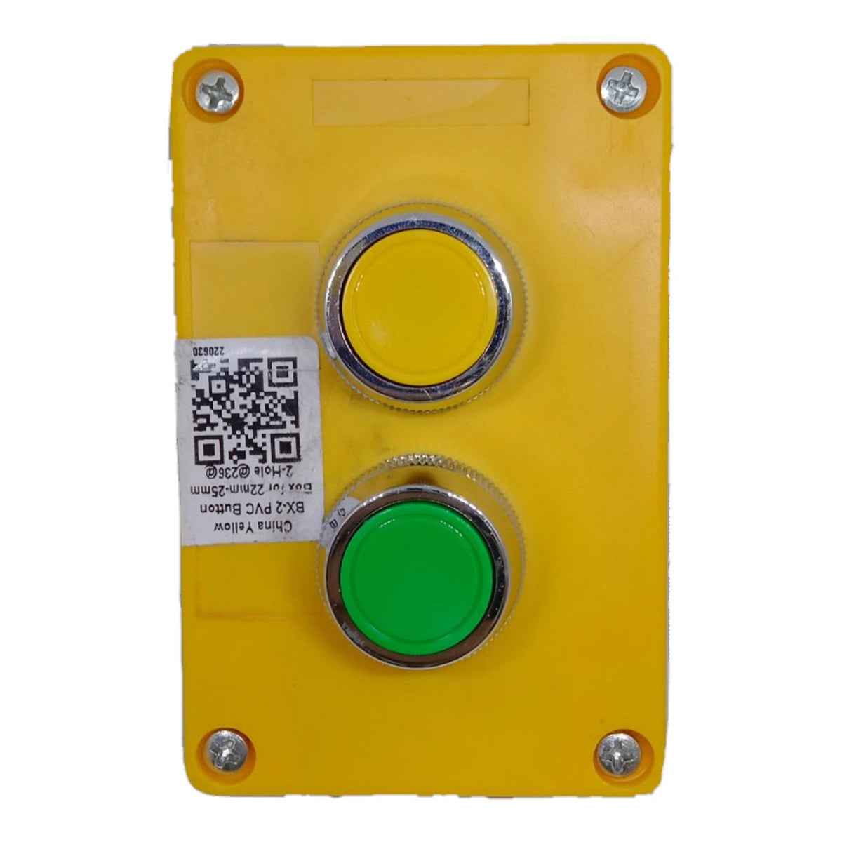 Auspicious Push Button Switch 22mm 3A 220V Yellow 1NO and Green 1NO in Surface type Box Electx Electrical Supply