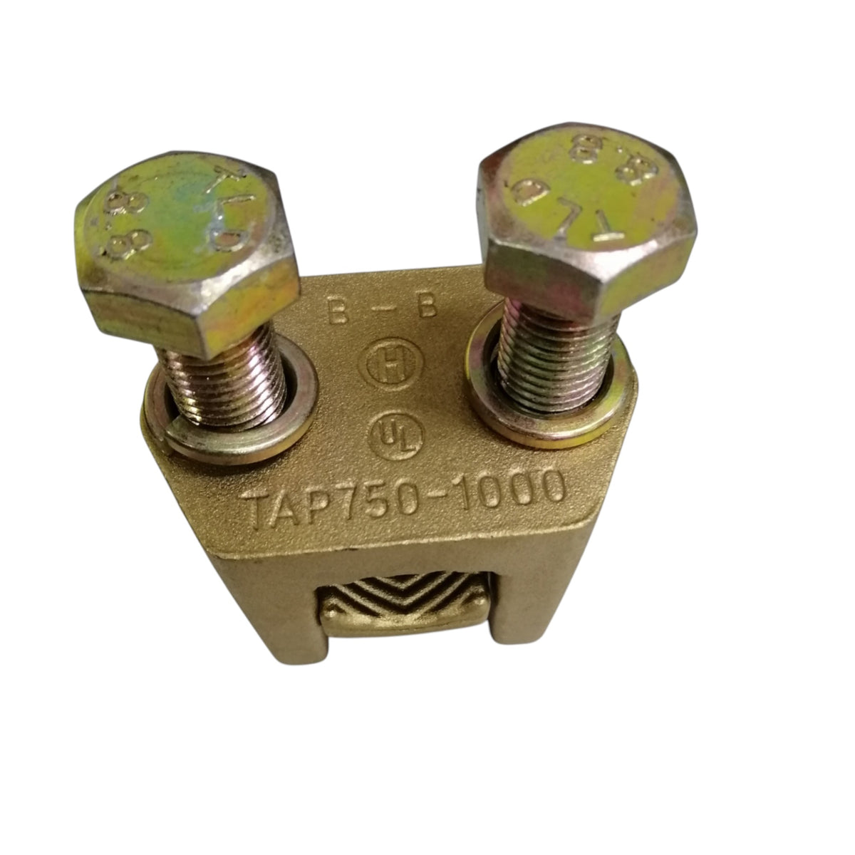 B-B Solderless Connector 2 Bolt brass clamp with two hex bolts for electrical cable splicing and grounding B-B Solderless Connector Double Bolt 380mm - 500mm Copper 750-1000MCM Electx Electrical Supply