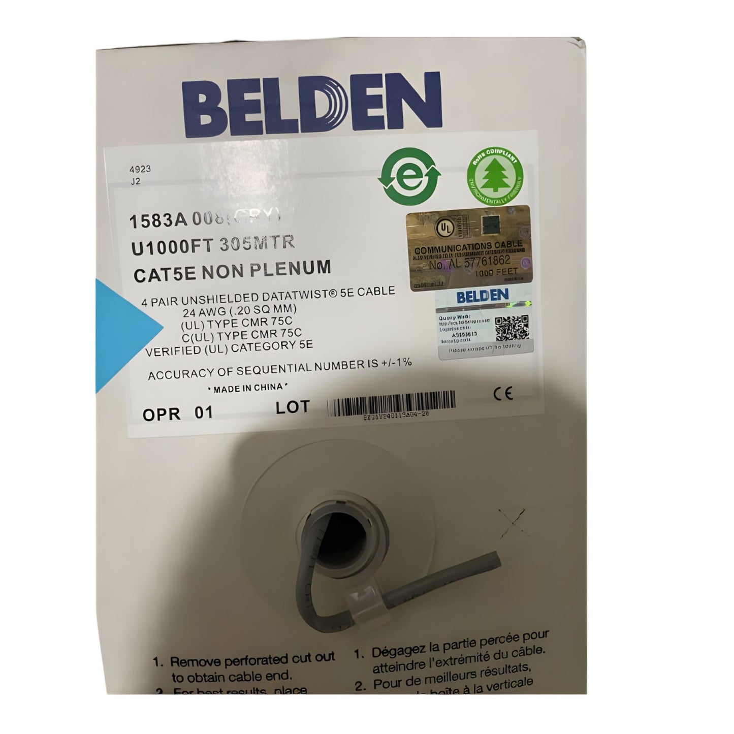 Belden Cat5 UTP Cable 1583A 008 Color Gray 24 AWG Solid