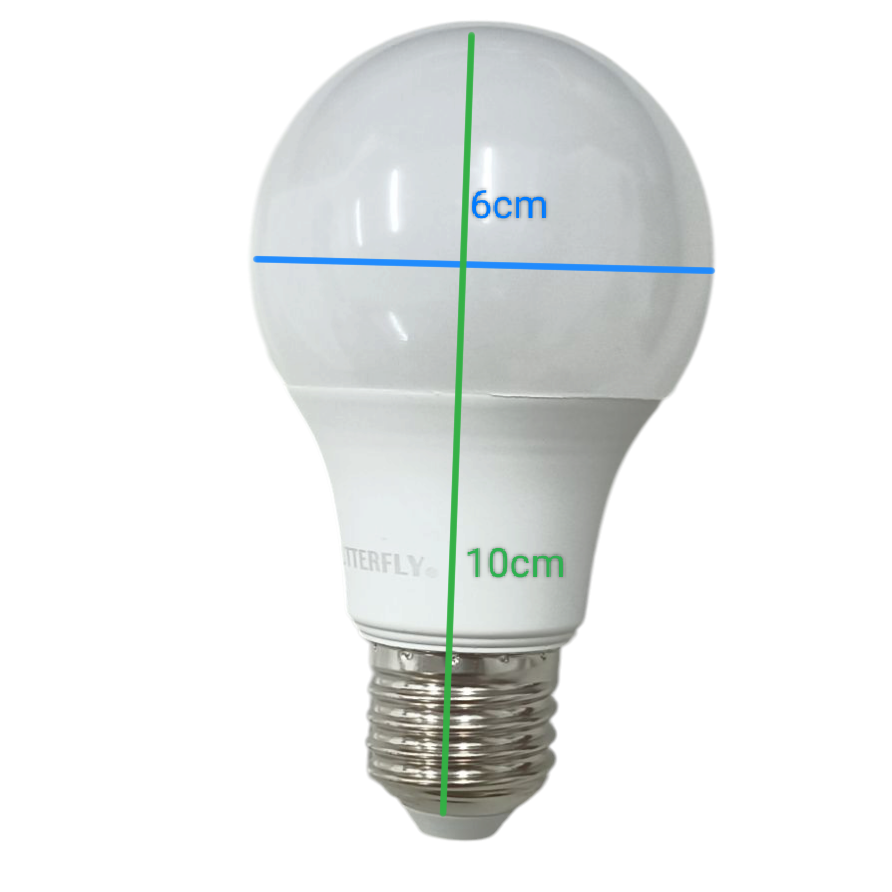 Butterfly 7W LED Bulb E27 220-240V white light bulb with standard screw base and dimensions
