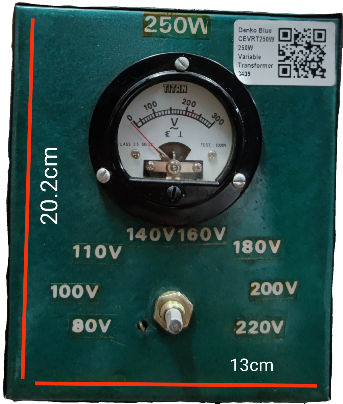 CE 250W Variable Transformer 145 - 220V with analog voltage meter and adjustable knob for door chimes and bells