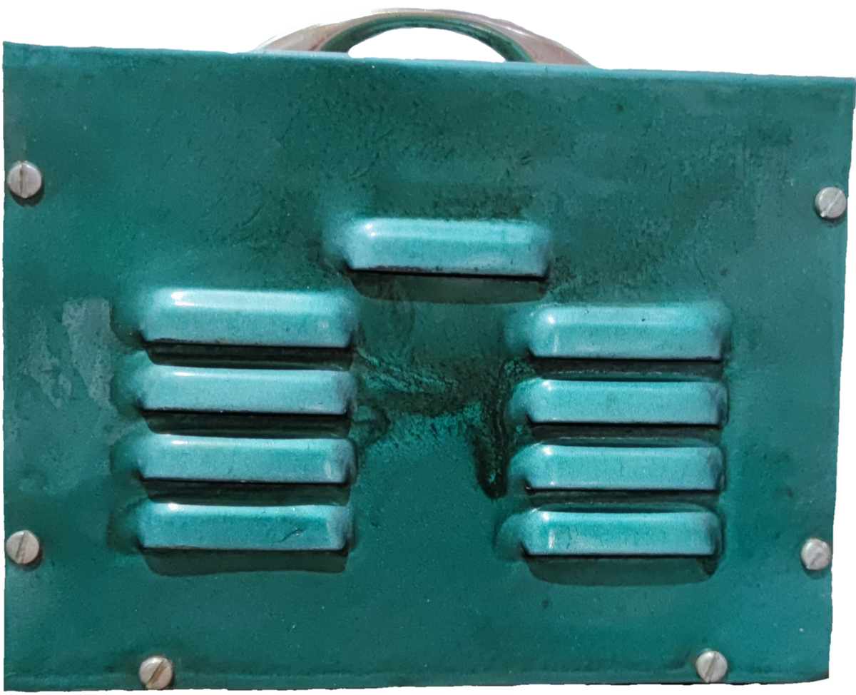 CE door chime with 250W Variable Transformer 145 - 220V in teal metal casing for adjustable voltage