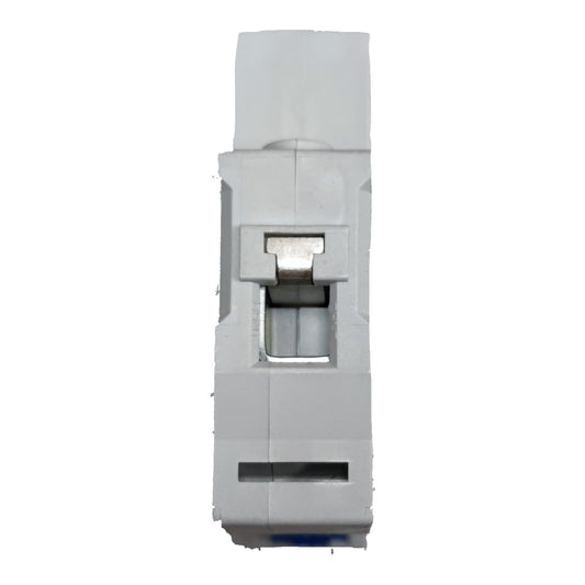 Gray electrical breaker on a white background
