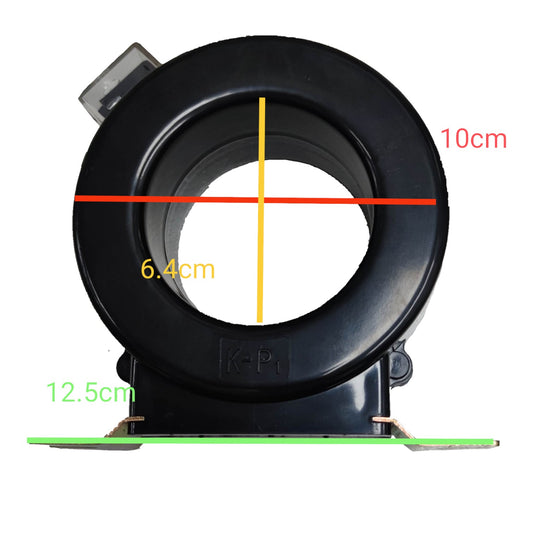 A black circular ring-shaped product with dimension annotations overlaid: 10cm across the top, 6.4cm vertically, and 12.