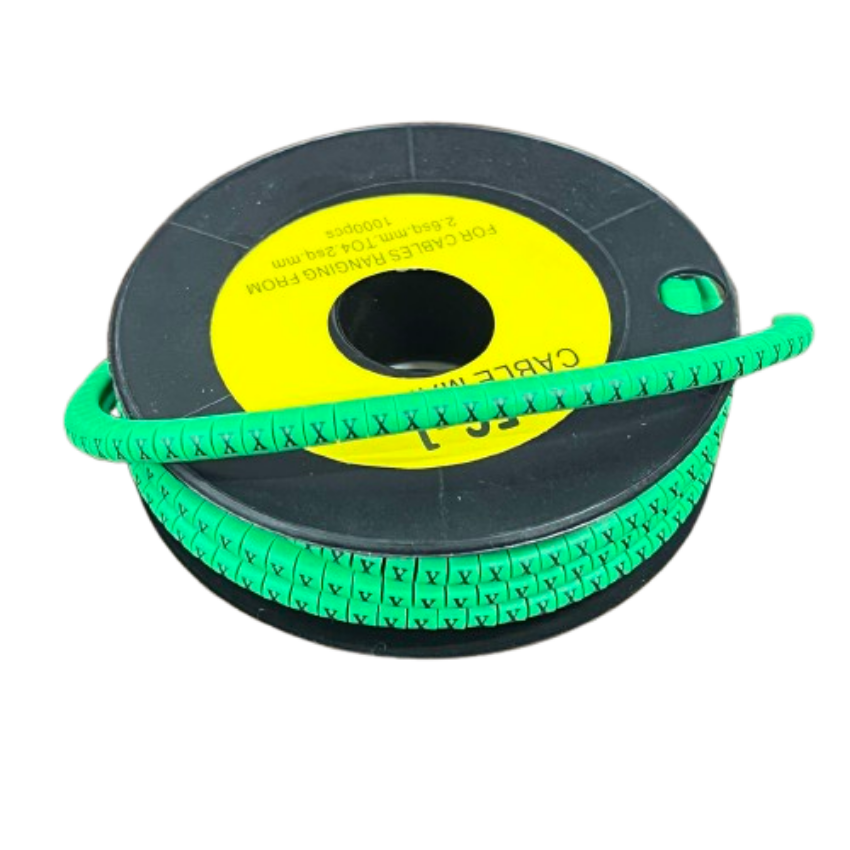 Cable (X) Marker EC-1 Green 2.6mm to 4.2mm 1000pcs 1 Roll EC-1G(X) Wire Tagging