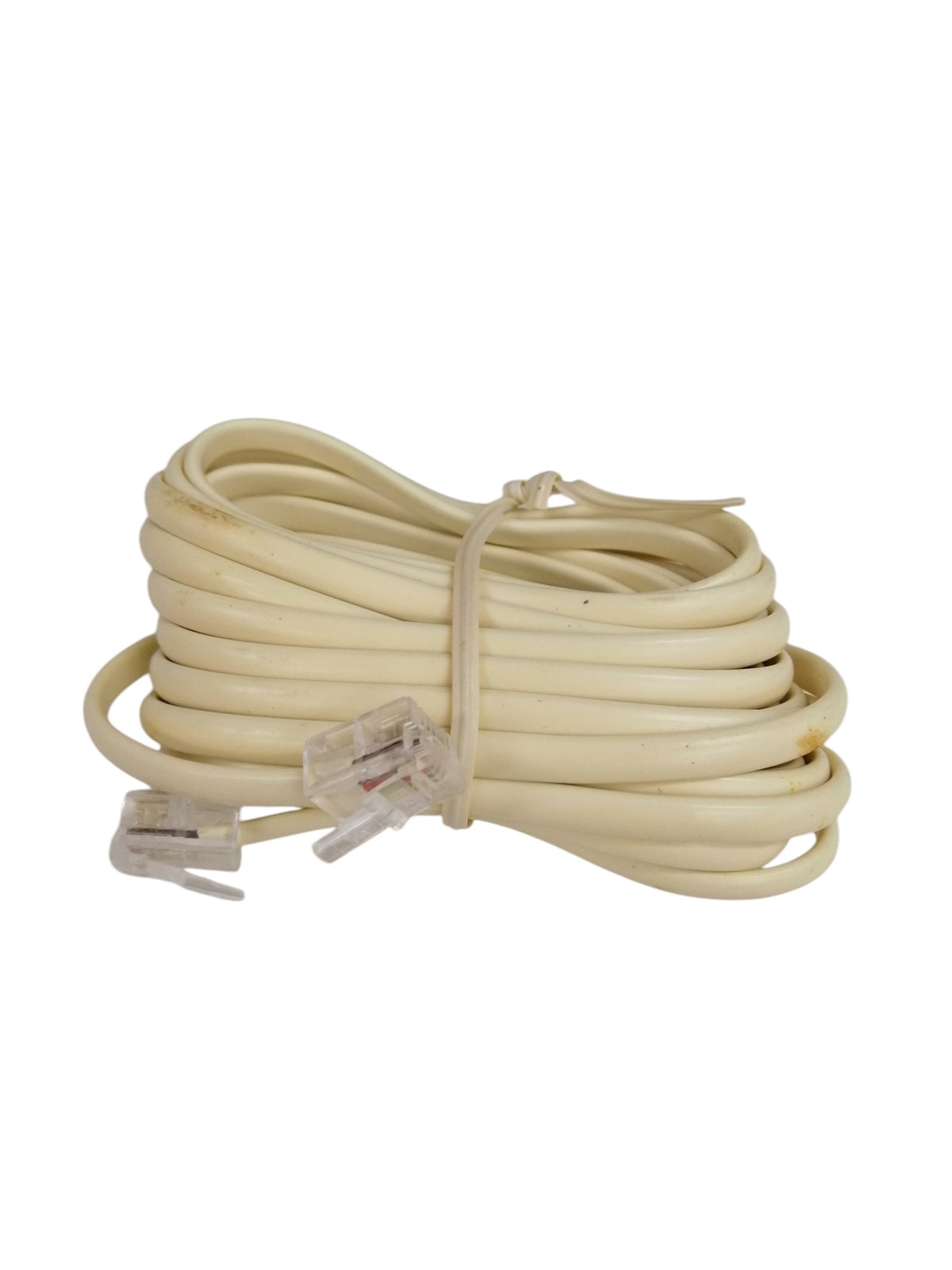 Flat Telephone Line Cord in beige color, suitable for connecting landline phones