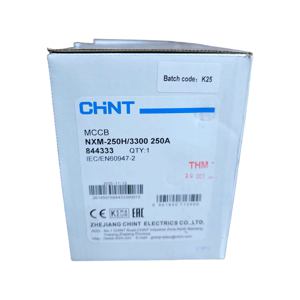 Chint 250A 3 Pole Industrial Circuit Breaker 3 Phase 250AF 75KAIC 220V 50kA 415V MCCB NXM-250H/3300/250A