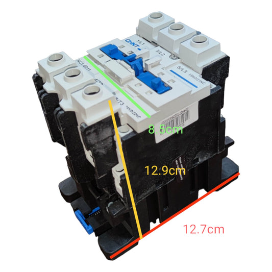 Electrical switchgear with dimensions labeled on a white background