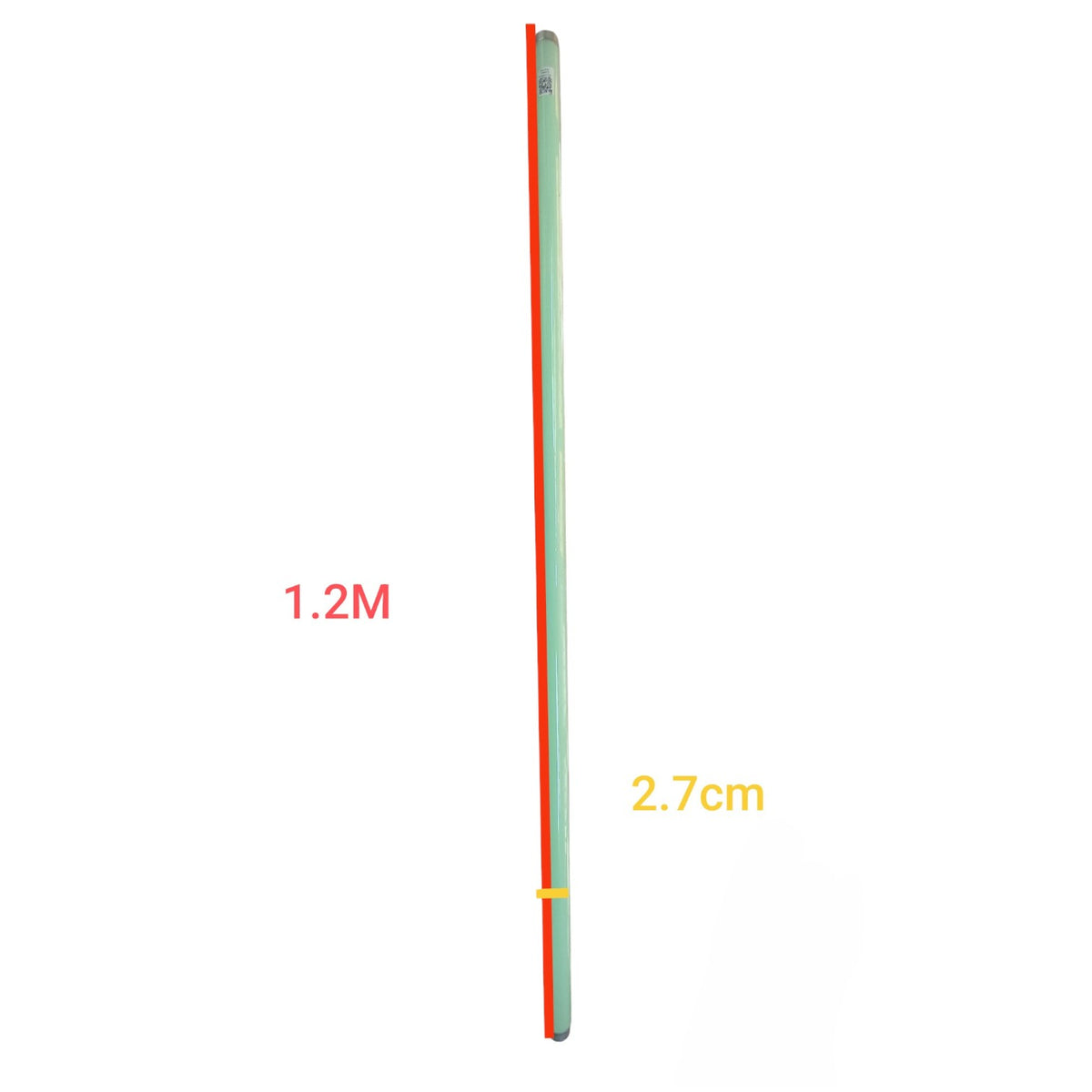 Measurement chart showing a 1.2M length and 2.7cm width on a white background