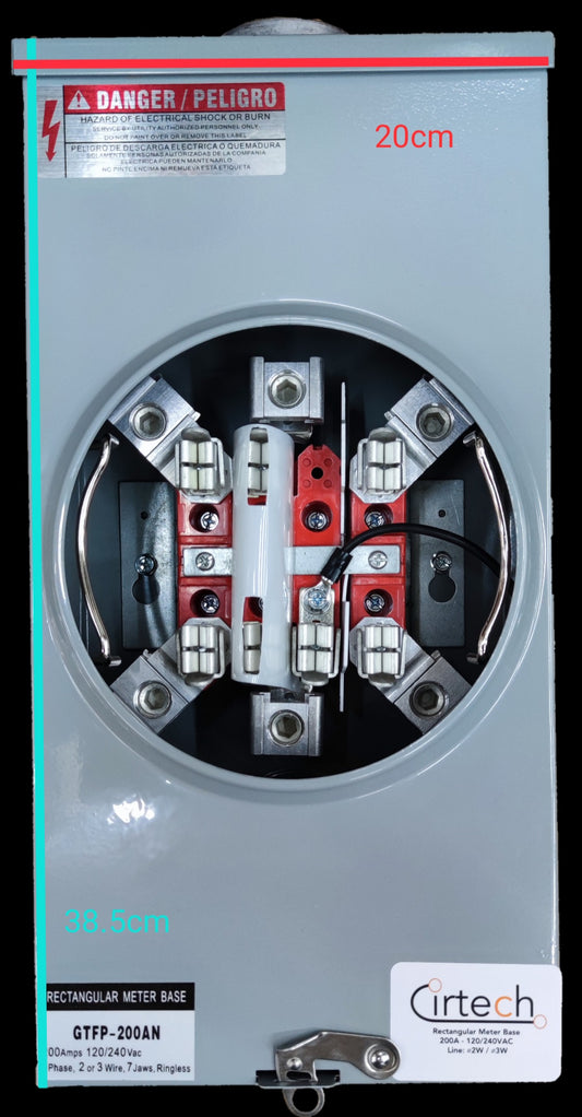 Cirtech Rectangular Meter Base (7 Jaws) 1 1/2 Inch Hub, KWH Meter Base